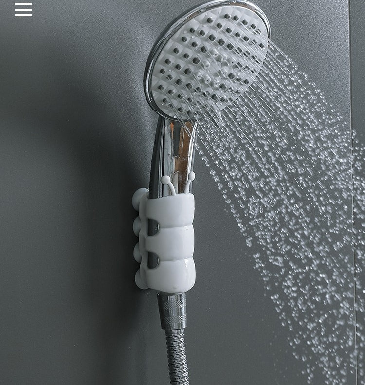 Saugnapfhalterung, Silikon-Duschkopfhalter, wiederverwendbar, abnehmbar, Wandregal mit fester Basis für Badezimmeraccessoires