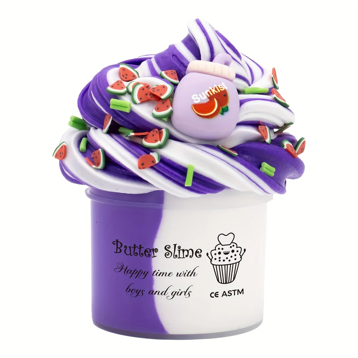 2.37oz Fluffy Two-Tone Butter Slime Super Soft Clay Stretchy Non-sticky Party Favors Slime Charms Toys Education Birthday Gifts