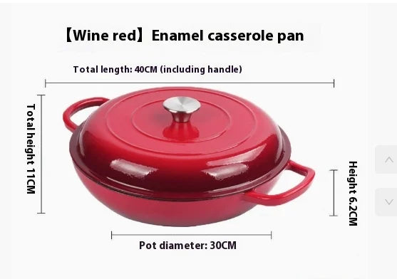 4.5L Dutch Oven Soup Pot Cast Iron Casserole Braiser  Casserole Skillet with Lid and Dual Handles Dutch Oven Baking