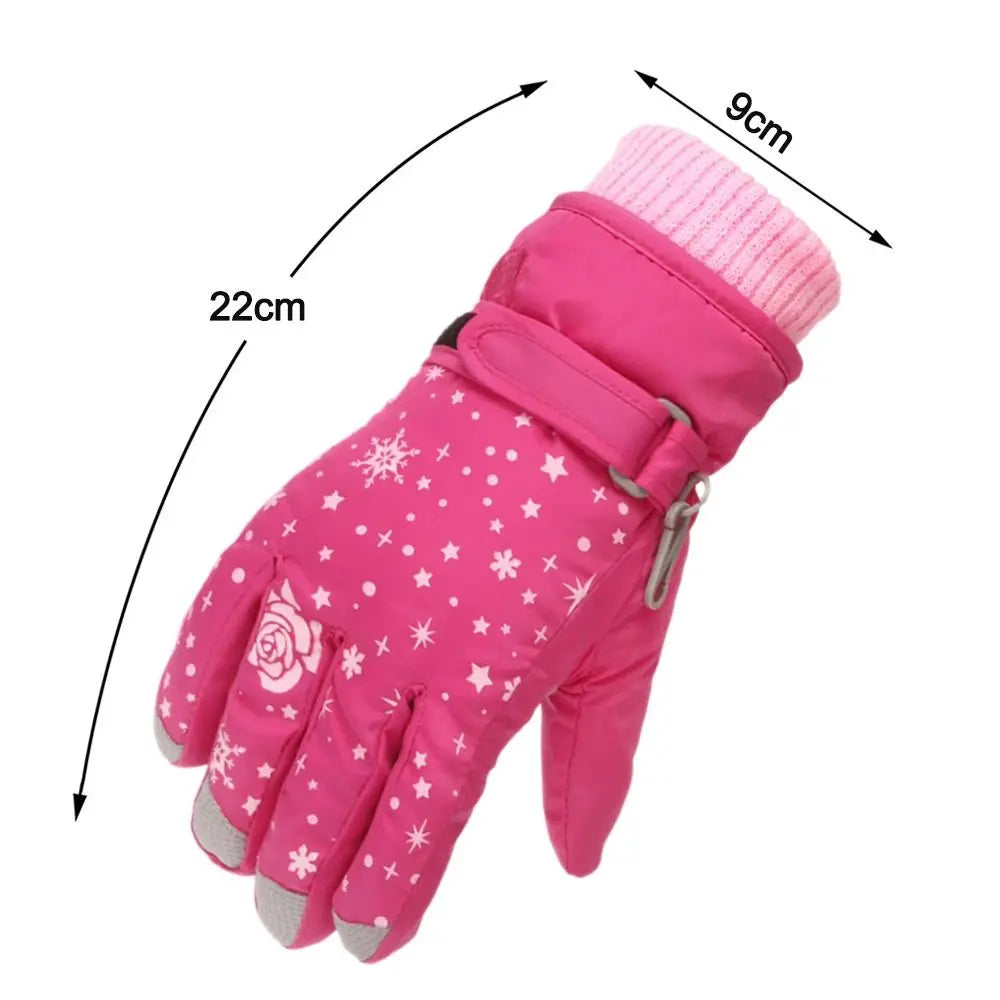 Kids Winter Ski Gloves - Waterproof Warm Snow Mittens for Girls Ages 5-8