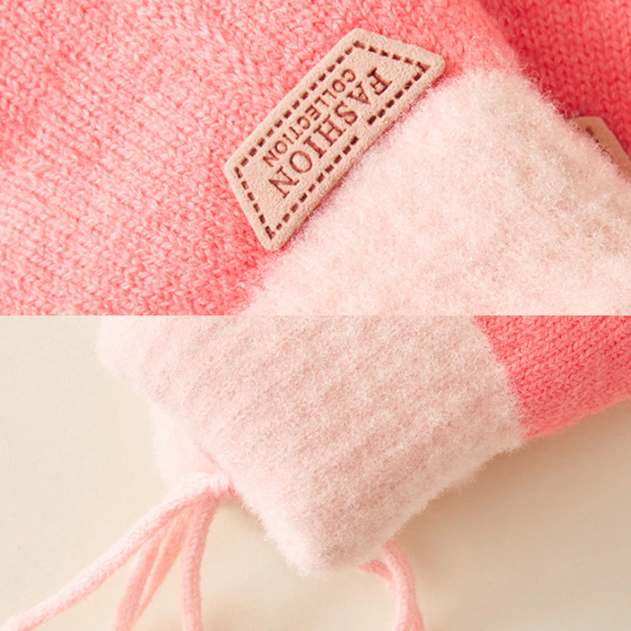 Anti Cold Warm Ski Gloves Kids Thicken Velvet Hanging Neck Mittens 1-4year Boy Girl Plush Hand Covers Children Woolen Knit Glove