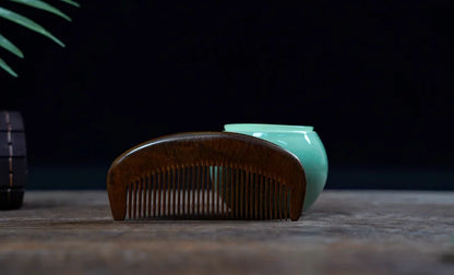 Wood Comb with Fine Tooth Natural Green Sandalwood Comb 13-16CM Anti-Static Sandalwood Scent Detangler Wooden Comb