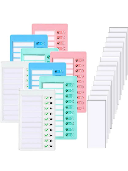 Kids Chore Chart with 5 Blank Cards - Plastic Checklist Board for Routine Planning Responsibility