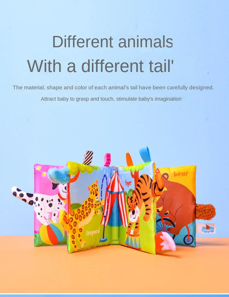 Animal Tail Cloth Book Tear Can Bite Pop-up Book Educational Enlightenment Early Education Infant Cognitive Toys 0-3 Years Old