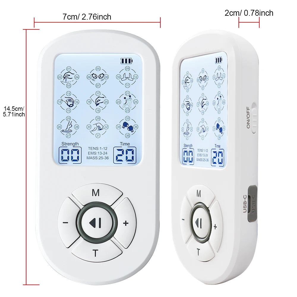 12 Modes Low Frequency Therapy Device TENS Machine EMS Muscle Stimulator Electronic Pulse Massager Myostimulation Apparatus