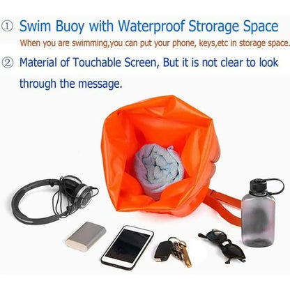 Inflatable Open Swimming Buoy Tow Lightweight Swimming Air Bag Storage With Waist Belt Water Sport Swimming Storage Float Tools