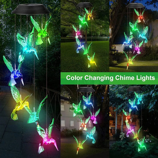 Outdoor Wind Chime Solar Power LED Decorative Light Hanging Colour Changing Lamp