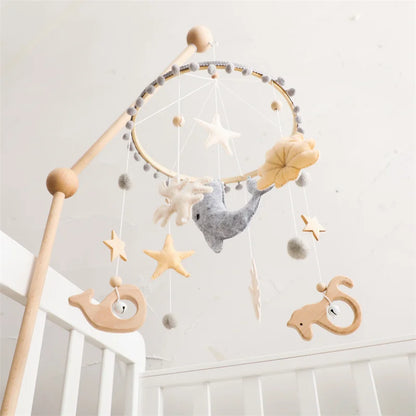 Newborn Baby Rattles Toys 0-12 Months Soft Felt Whale Bed Bell Infant Mobile Crib Hanging Musical Carousel Toy Boys Girls Gift