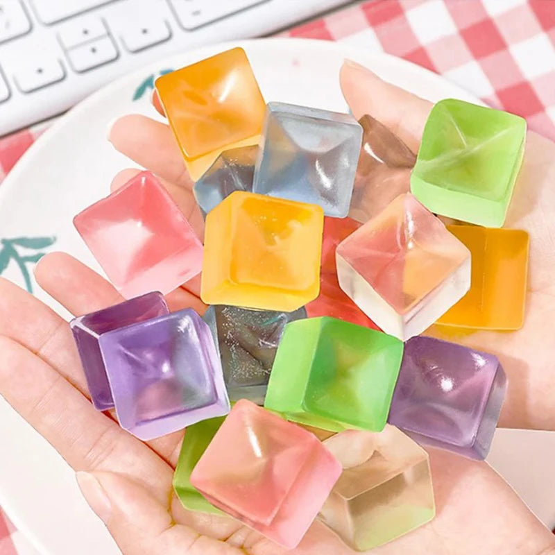Ice Cube Shaped Fidget Toy Square Stress Relief Ball Squishy Squeeze Toys for Anxiety ADHD Stress Relief Sensory Toys for Adults