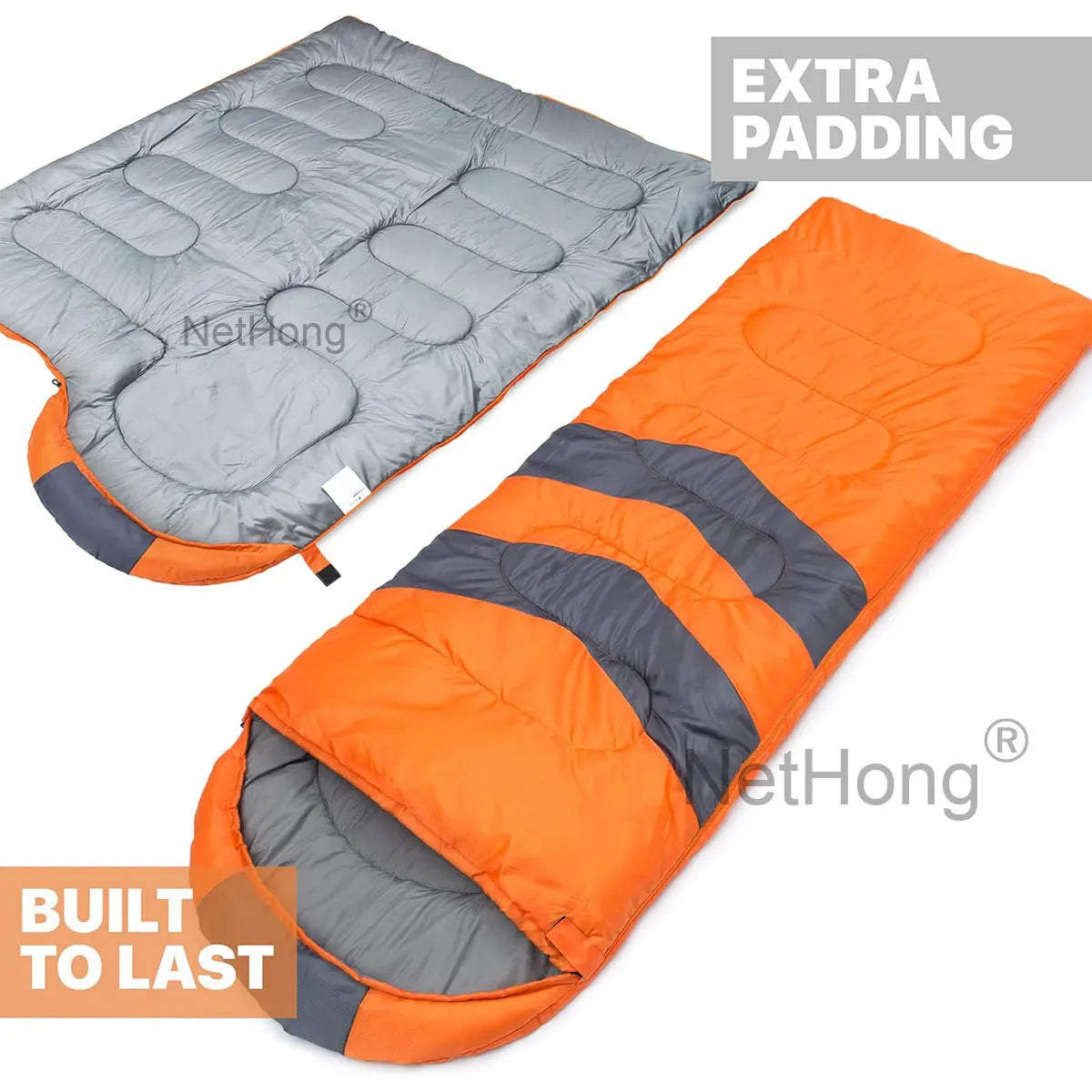 4 Season Single Sleeping Bags Camping Rectangular Envelope Zip Up Kids Adult