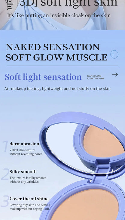 Life Girls Skin Tone Waterproof, Sweat-Proof Powder, Naturally Brightens, Conceals Concealer, Soft and Smooth, Natural and Transparent, Transparent Makeup, Self-Puff