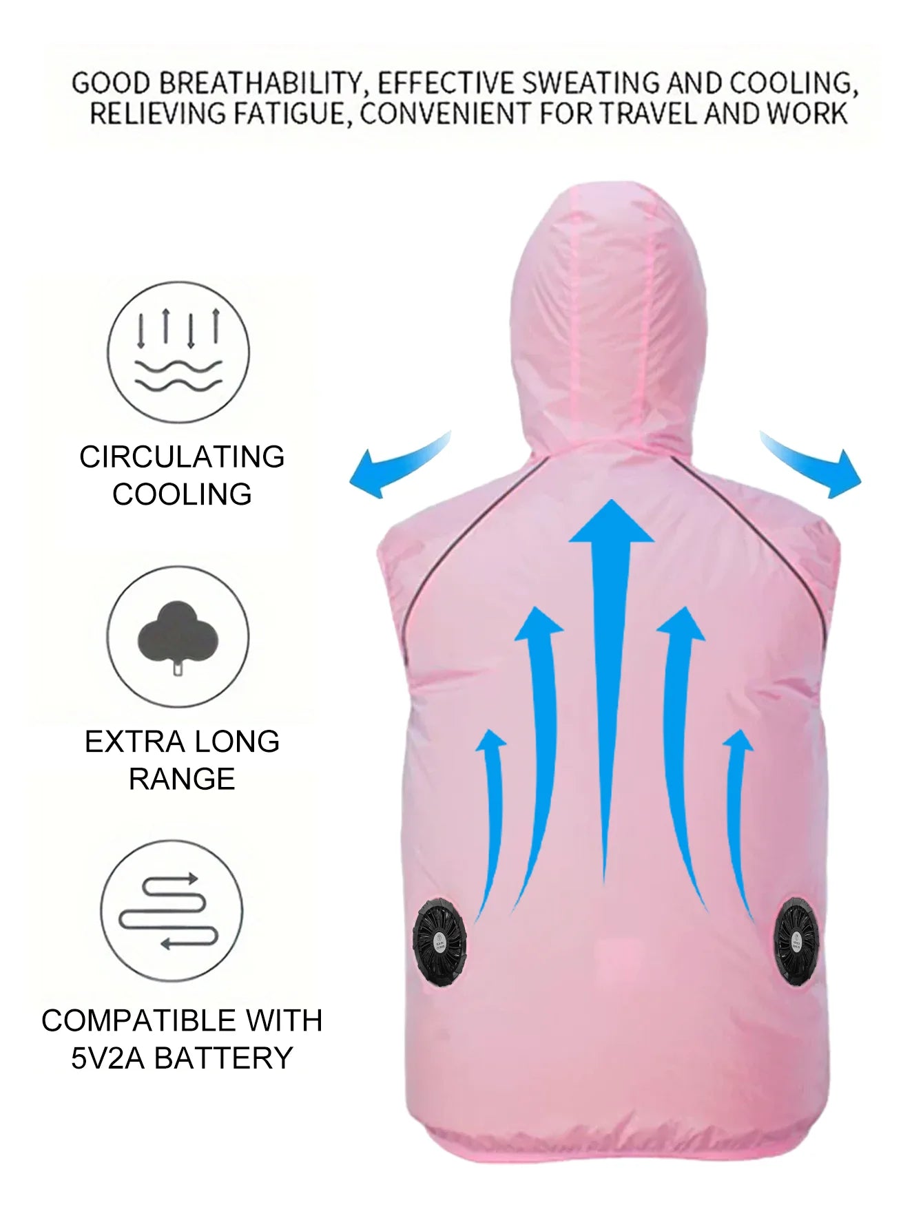 Summer Cooling Vest Women's Fan Air Conditioning Clothes Fashion Couple Sleeveless Waistcoat Hoodie Coat Sunscreen Work Clothes