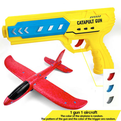 Kids Foam Catapult Plane Launcher - Outdoor Flying Glider Toy Set