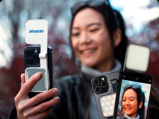 amaran Go Magnetic Phone Selfie Light Rechargeable Portable Light with Mirror for Selfie Makeup Video Conference TikTok Youtube