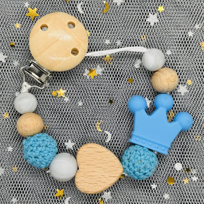 NEW Custom Name Wooden Personalized Baby Pacifier Chain Beech Bead Dummy Nipple Holder Guard Teether Pendant Newborn Mother Gift