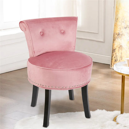 Crushed Velvet Vanity Stool, Dressing Table Chair, Bedroom Makeup Chair with Backrest, 2 Colors