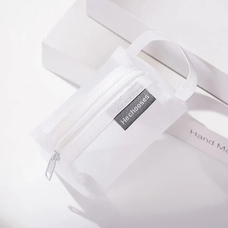 Dark Series Vintage Three-dimensional Square Nylon Mesh Coin Purse Pouch Large Capacity Key Lipstick Earphone Organizer Card Bag