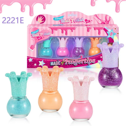Children's Nail Polish Set 5 Color Safe Non-toxic Water-based Peelable  Girls Princess Dress Up Play House DIY Nail Art Toys