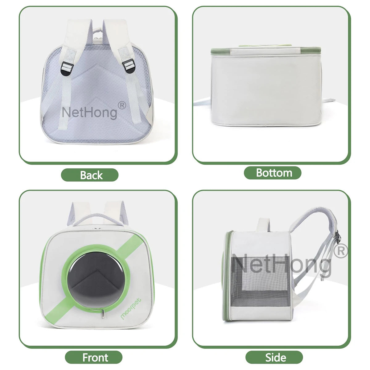 Portable Pet Carrier Backpack For Birds Rabbits & Small AnimalsDurable Nylon With Secure Zip Closure Bag Pack Harness For Pets