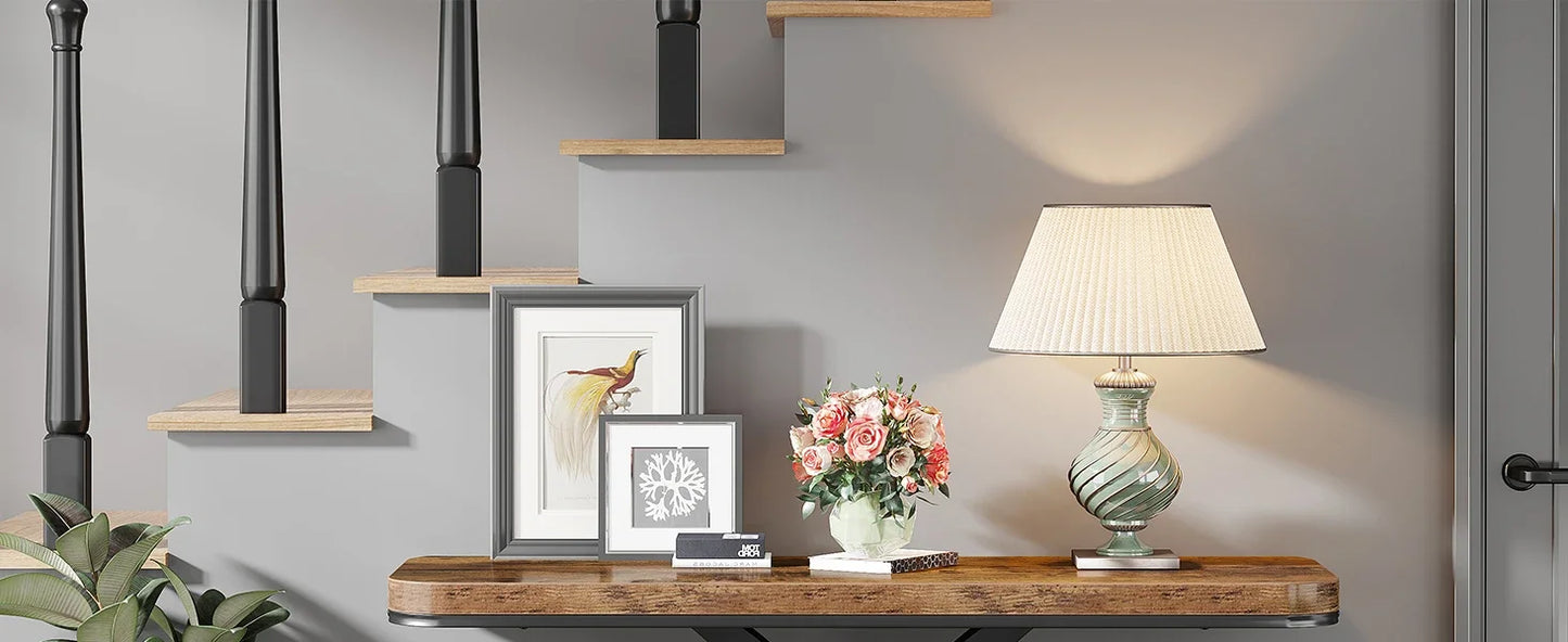 Tribesigns Industrial Console Table, 40 inch Narrow Entryway Foyer Table with Geometric Base, Rustic Hallway Accent Table