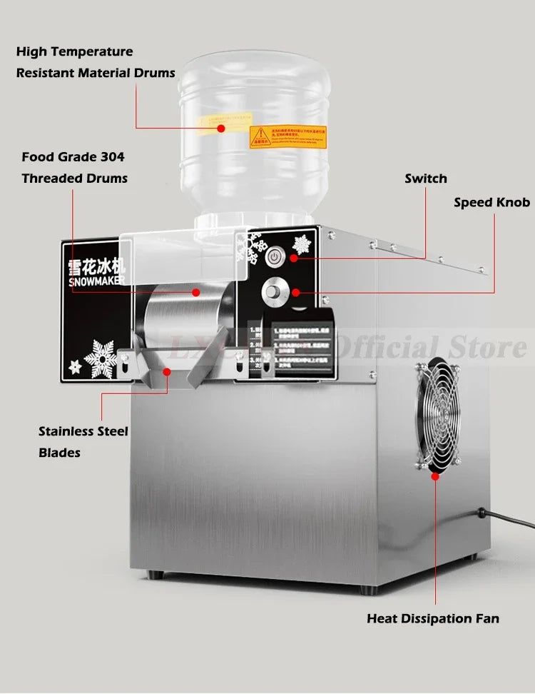 HomeWise 120KG/24H Korean Snowflake Ice Machine Commercial heavy duty Small Milk Mango Bingsu Shaver Smoothie Crusher 110V 220V