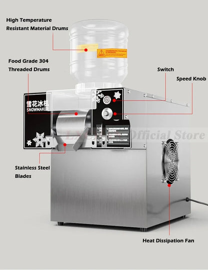 HomeWise 120KG/24H Korean Snowflake Ice Machine Commercial heavy duty Small Milk Mango Bingsu Shaver Smoothie Crusher 110V 220V