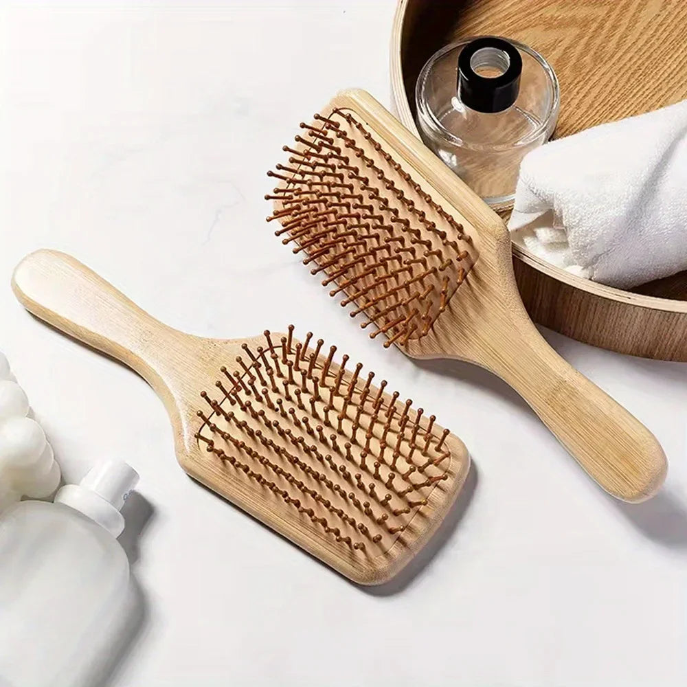 Natural bamboo paddle comb air cushion comb scalp massage anti-static tangle free comb,Special for real hair wigs