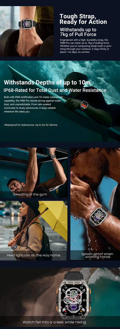 [World premiere]Blackview W80 PRO Outdoor Rugged Smart Watch, GPS Position Smartwatch, 1.91‘’ Display, 900mAh with Flashlight