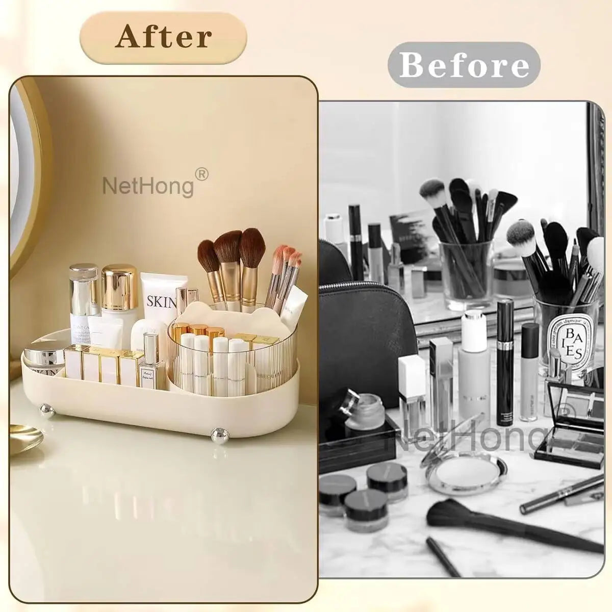 360° Rotating Pen Holder Desk Tidy Organizer Pencil Pot Makeup Brush Storage Box