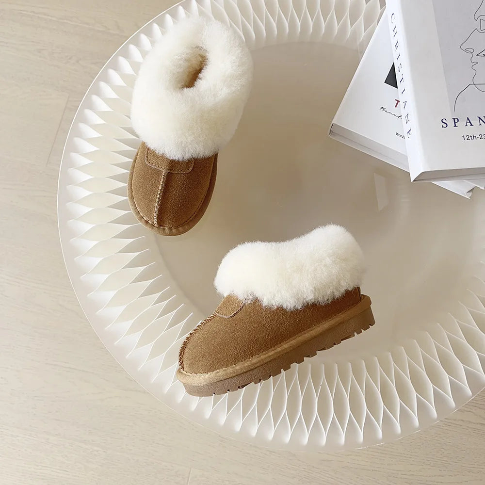 Kids Winter Slippers - Luxury Fur Lined Non-Slip Indoor Boots for Boys & Girls