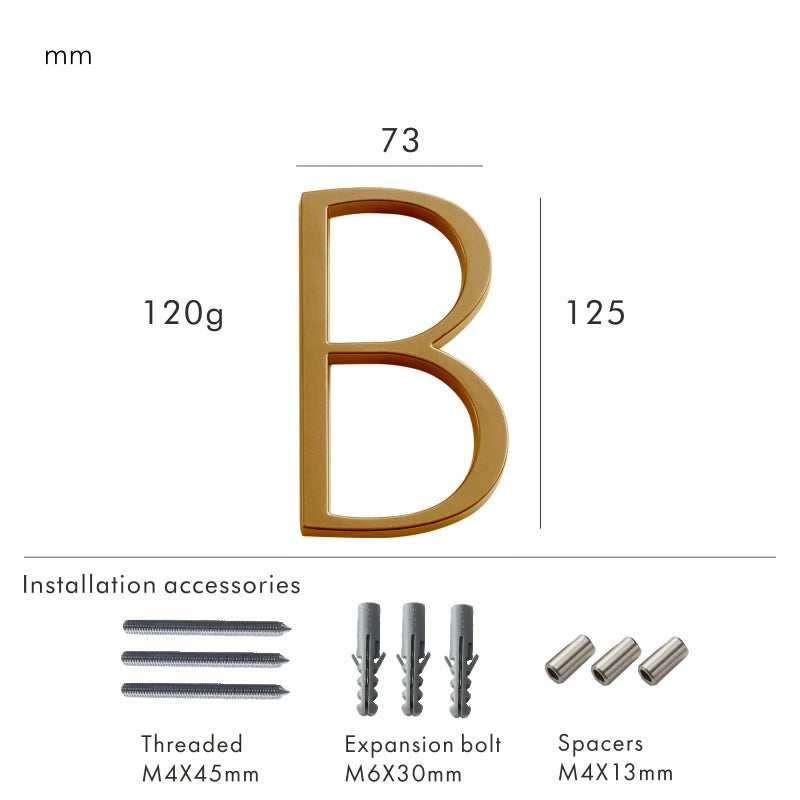 Nurlin 5 inchs 125mm Luxury Address Big House Numbers Modern Gold Black Silver Floating Signage Outdoor Digits Mailbox Sign