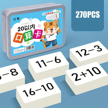 Within 20 Numbers 270pcs Math Flash Cards Set - Addition & Subtraction Facts Symbols Included - Fun Learning for Ages 5-8