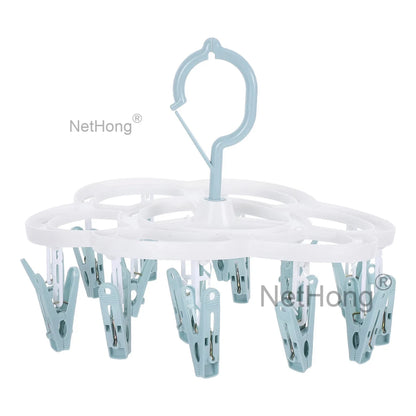 16 Pegs Thickened Laundry Clip Underwear Socks Hanger Airer Cloth Dryer Rack UK