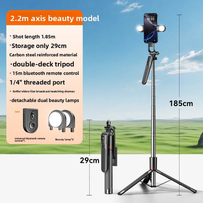 4-Axis Phone Selfie Stick Tripod 360° Anti-Shake 1.85m Extendable - 20m Bluetooth Remote for Vlog Live Streaming Travel