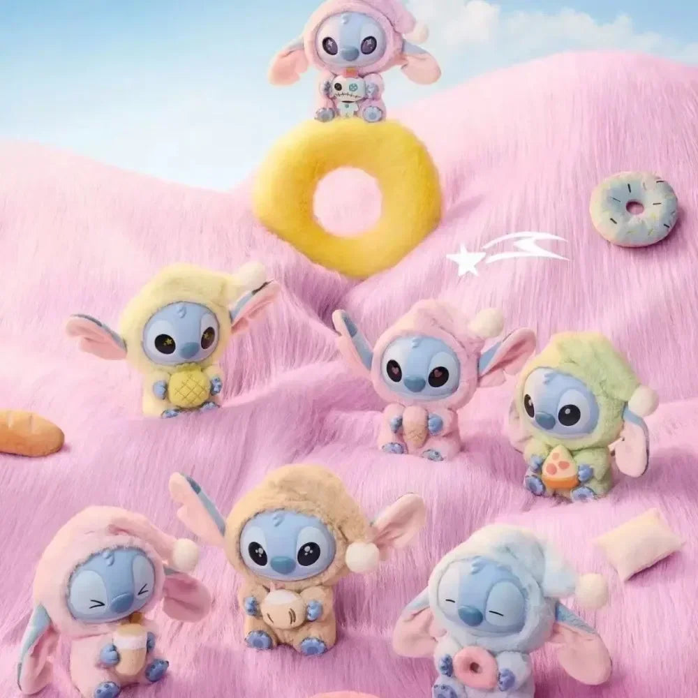 HEISSER Sale!! Stitch Blind Box Bag „Eat Some Thing Before Sleep“-Serie Vinyl-Anhänger, süße Puppe, Überraschungsbox, flauschige Puppe, Geschenk