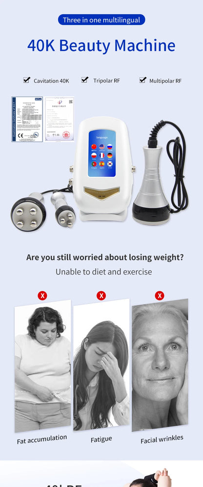 2022 Hot Selling 40K Ultrasonic Cavitation Body Facial Radiofrequency Massage Weight Loss Machine Body Shaping Slimming Fat Burn