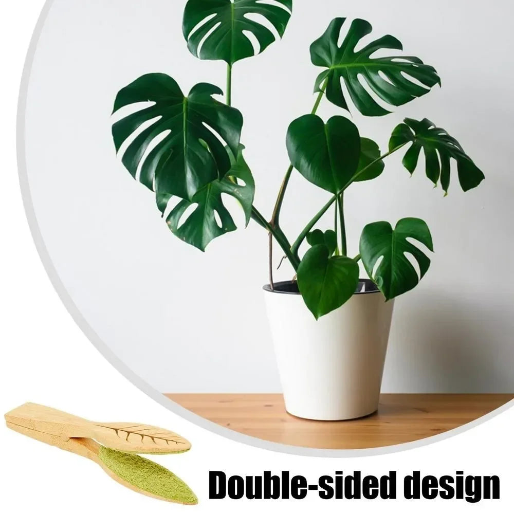 1-4PCS Leaf Cleaner Plant Leaf Dust Removal Leaf-shaped Cleaning Brush Household Plant Cleaning Tool Wooden Leaf Cleaning Tongs