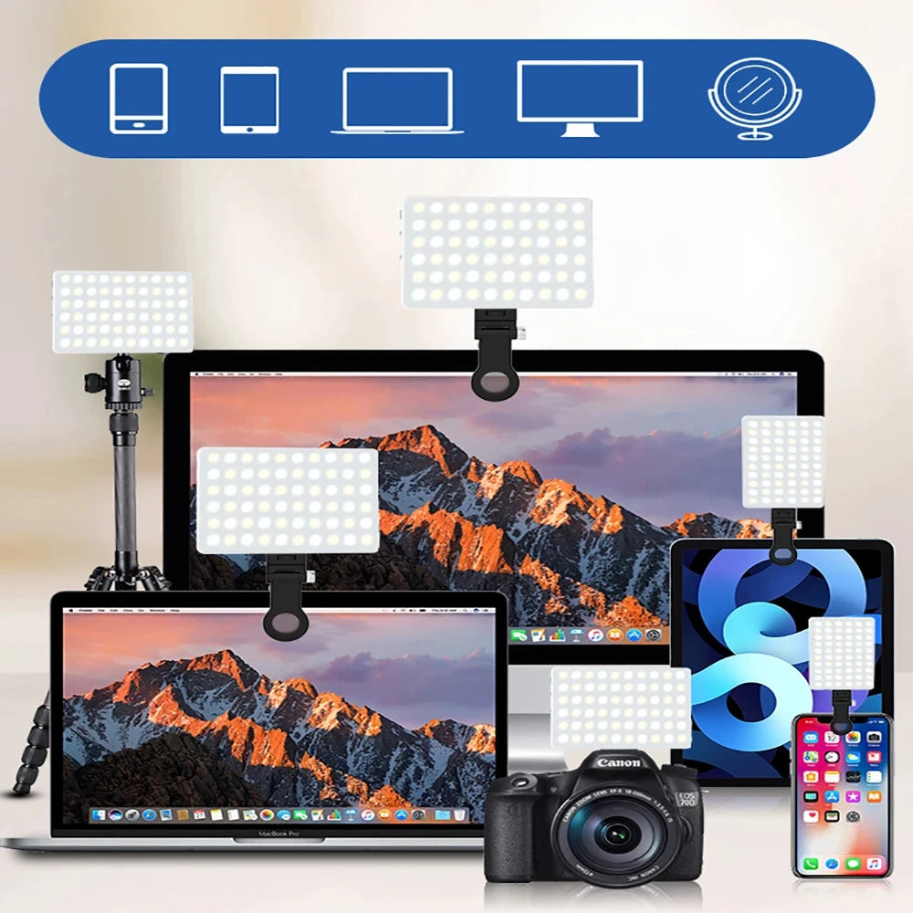 RGB LED Pocket Fill Light Mini Clip-On Rechargeable Video Light for Phone iPad Laptop Vlog Selfie Live Broadcast Photography