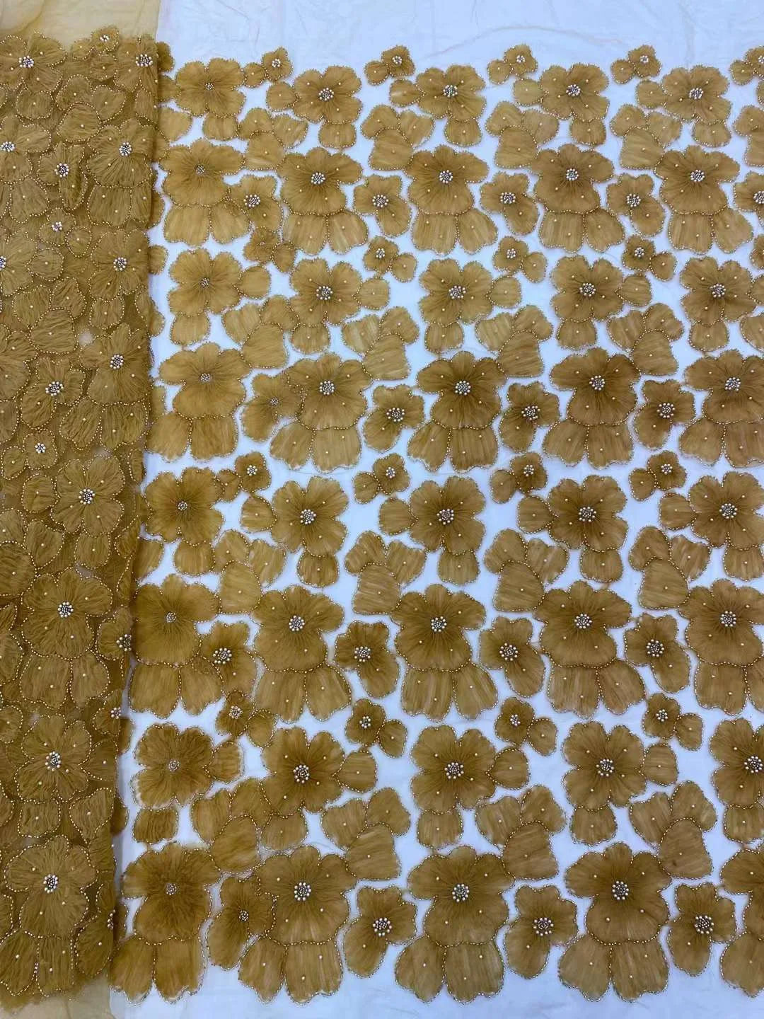 Dark Purple Panhua Bead Cord Embroidery + Sequin Embroidery Fairy Style Evening Dress Women’s Skirt Fashion Bead sewing 2 yard