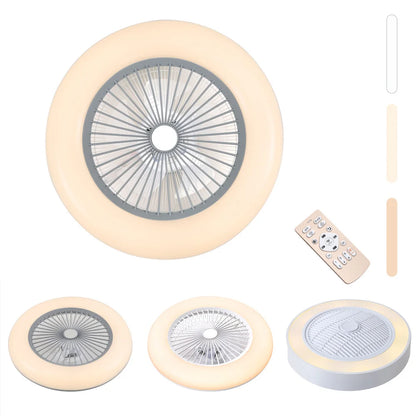KOMORE Round Acrylic LED Ceiling Light Fan with Remote Control 3 Colour Temperature for Office, Living Room, Bedroom