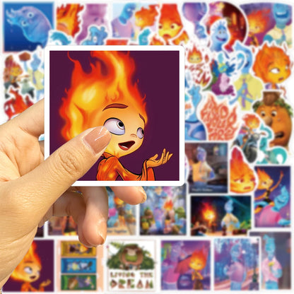 50pcs Disney Cartoon Movie Elemental Stickers for Kids Toys Kawaii Cute Decals DIY Laptop Phone Waterproof Decoration Sticker