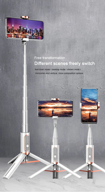 Selfie Stick Wireless Tripod Stand Bluetooth Remote Extendable Tripod for iPhone Mobile Phone Tiktok Live Streaming