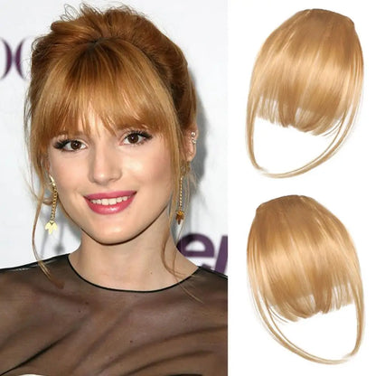 Women Clip-in Bangs Natural Wispy Forehead Hair Extensions Faux French Bangs Girls Straight Air Bangs Fringe Wig Hairpieces