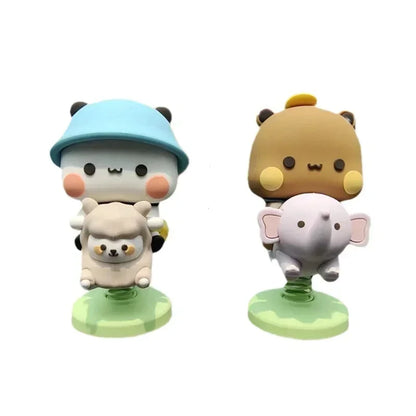 Cute Bubu Dudu Panda Bear Figure Kawaii Cartoon Panda Model Creative Exciting Spring Animal Car Ornaments
