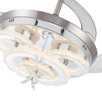 KOMORE Modern Style Indoor Round Ceiling Fan with Light and Remote, 3 Colour Temperature for Office, Living Room, Bedroom