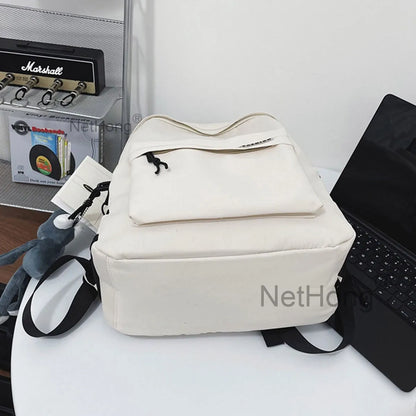 Retro Backpack School Rucksack for Laptop/Travel/Work Plain Bag Girls Boys uk~