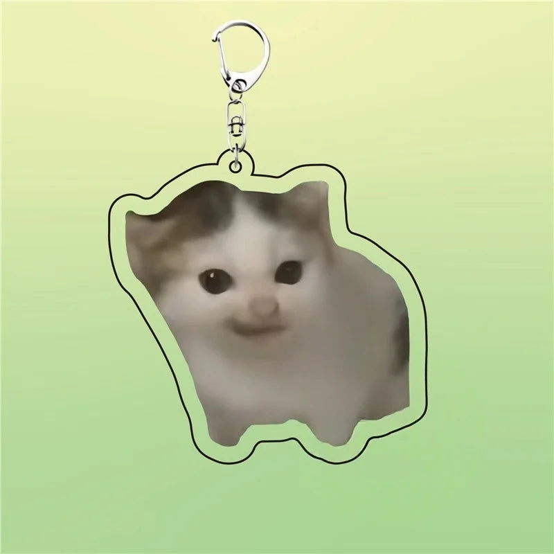 Huh Cat Keychain Meme Keychain  Fanny Cat Keyring Talking Cats Confused Cat Pandant Cute Gift