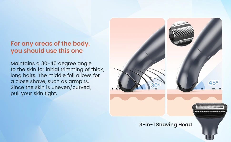 Sejoy 6 In 1 Body Hair Trimmer Kit Electric Beard Shaver Men&Women Nose Hair Trimmer Eyebrow Razor Portable Body Shaver IPX5