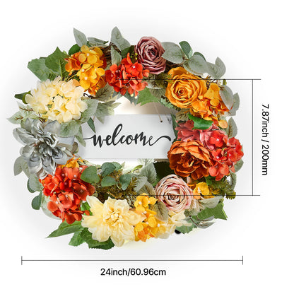 VEVOR Artificial Decorative Wreath Decorated with Peonies Hydrangeas Babysbreath Year Round Wreath for Wall Wedding Decorations