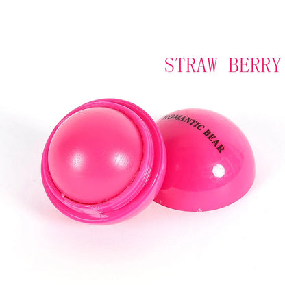 Fruit Flavor Lip Balm Cute Round Ball Pure Natural Plant Kids Baby Girls Lips Balm Moisturizing Romantic Bear